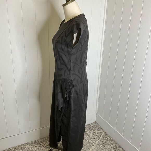 Vintage 80s Young Edwardian Women's Small Black Full Zip Maxi Dress Short Sleeve - Picture 10 of 16